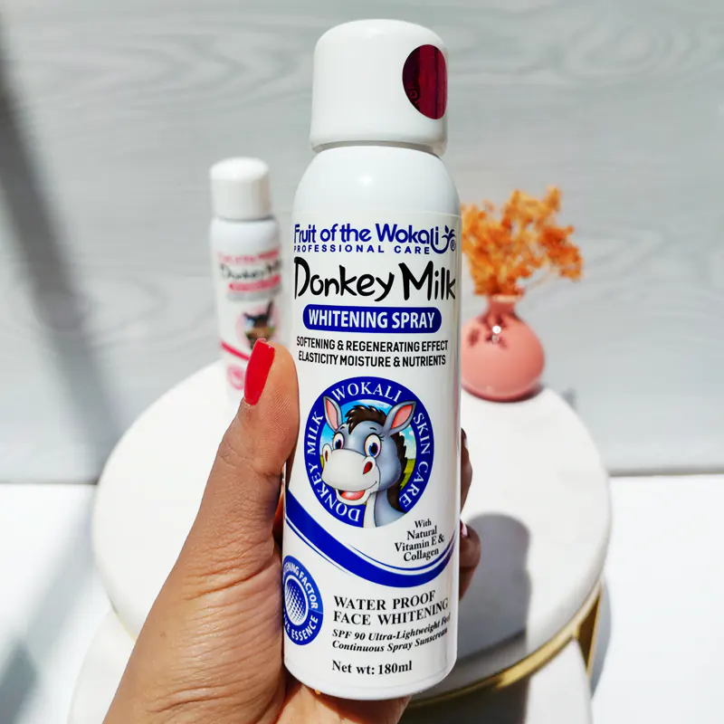 اسپری ضدآفتاب سفیدکننده و آبرسان شیر الاغ وکالی WOKALI(spf90