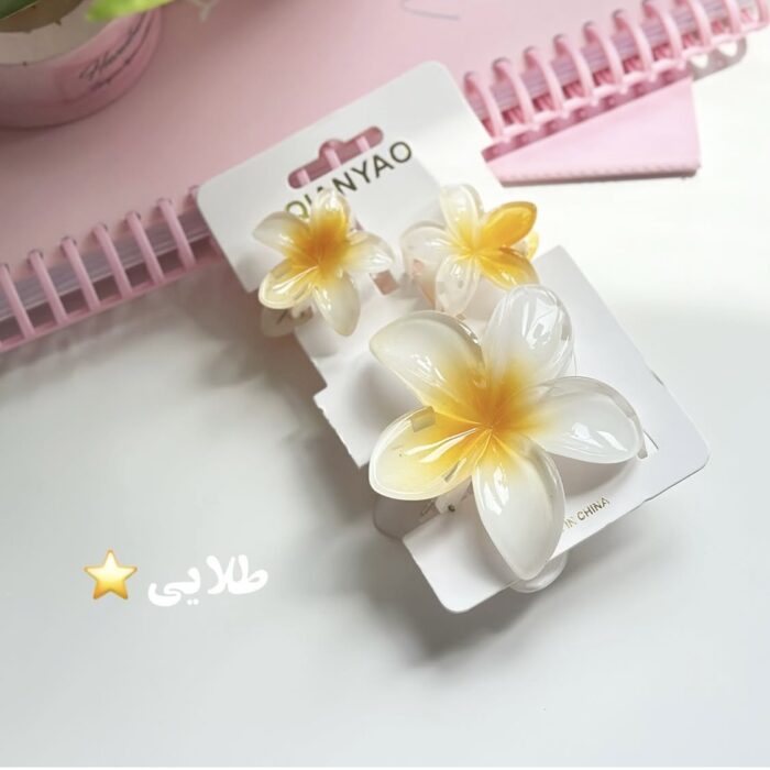 کلیپس مو پلومریا پک ٣عددی سفید زرد