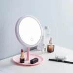 آینه آرایشی رومیزی گرد رینگ لایت دار