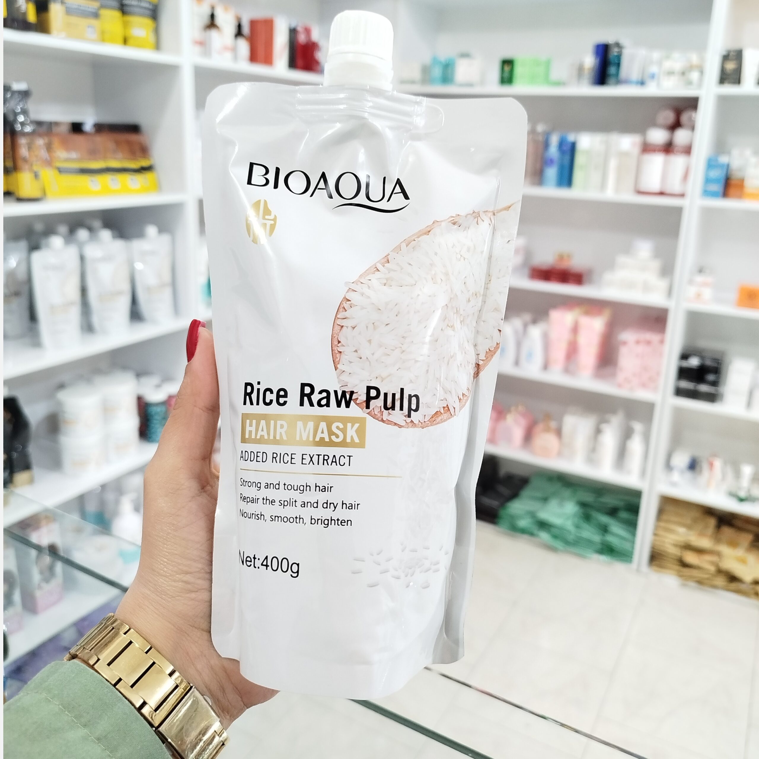 ماسک مو ساندیسی داخل حمام عصاره برنج بیواکوا 400 گرم