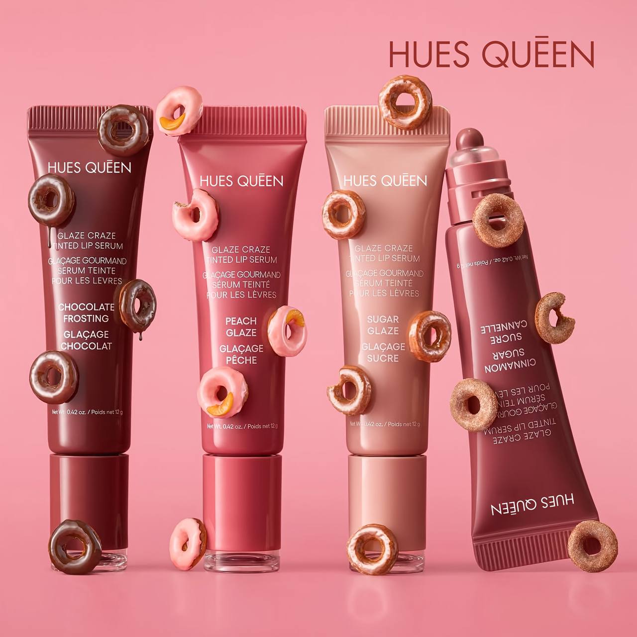 لیپ گلاس دونات برند hues queen