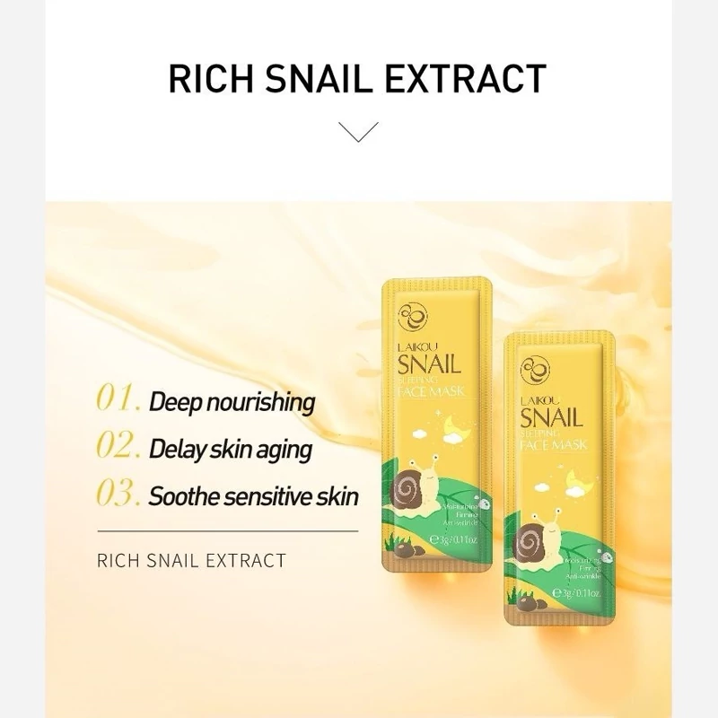 ماسک خواب تخصصی حلزون LAIKOU ساشه ای Snail Sleeping Mask